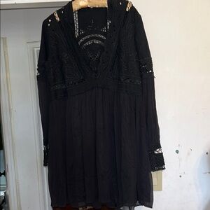 Free People black eyelet dress L